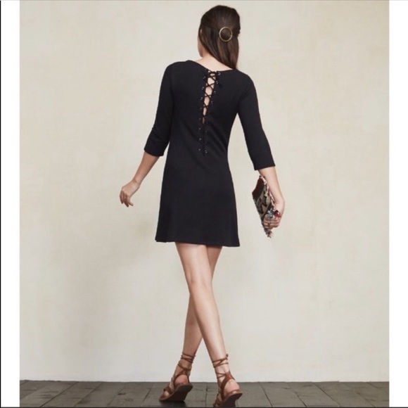 Reformation Wave View Sweater Dress Lace Up Back S - Picture 9 of 9